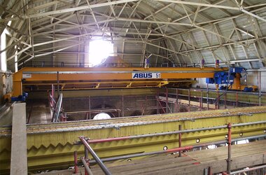 ABUS single girder overhead travelling crane with E-type rail trolley 