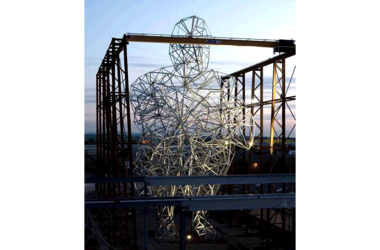 Sculpture "Exposure" stands in Lelystad, on the shore of the Zuiderzee in the east of Amsterdam