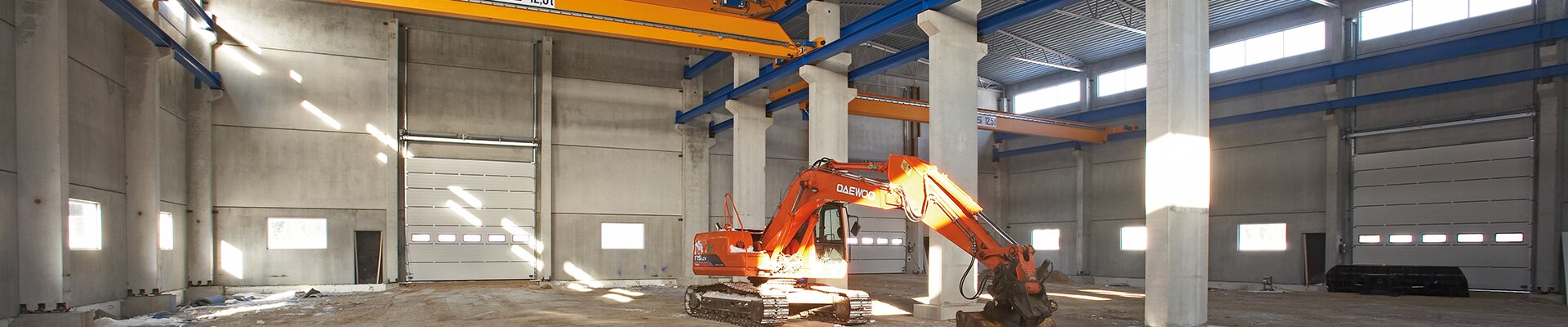 ABUS double girder overhead travelling crane ZLK and single girder overhead travelling crane ELK in the company Örs Cementgjuteri in Sweden 