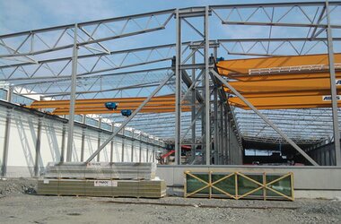 Construction of a production hall for a steel construction company in Sweden