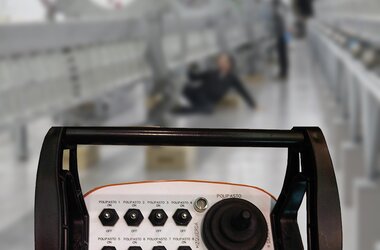 Specially built radio remote control for ABUS chain hoists in Spanish company FUTURE FIBRES