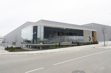 Modern, glass company building of the company Cullere i Sala in Spain