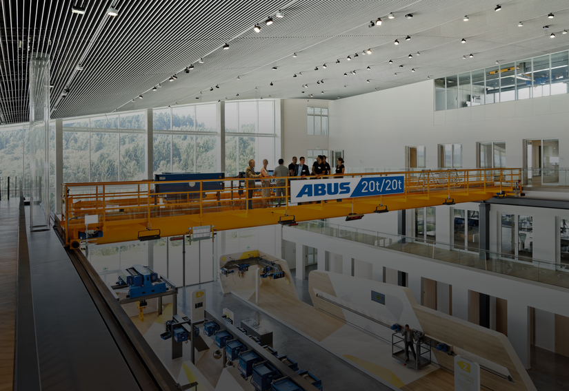 Visitor ride on double girder crane through crane house