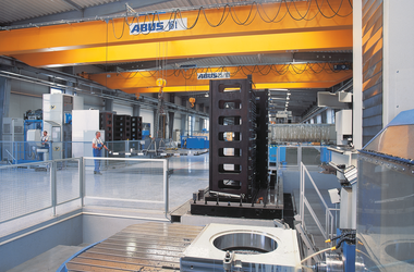 ABUS double rail trolley type DA on ABUS double girder overhead travelling crane at Anchor Lamina in Chemnitz, Germany