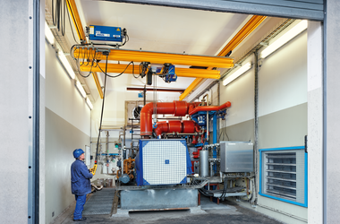 ABUS double girder crane in the company Deutsche Gasrußwerke in Dortmund, Germany