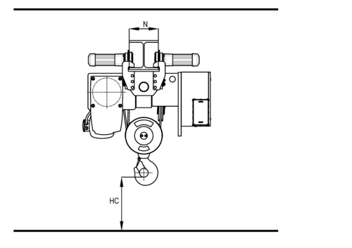 Detailed side sketch bottom flange trolley U